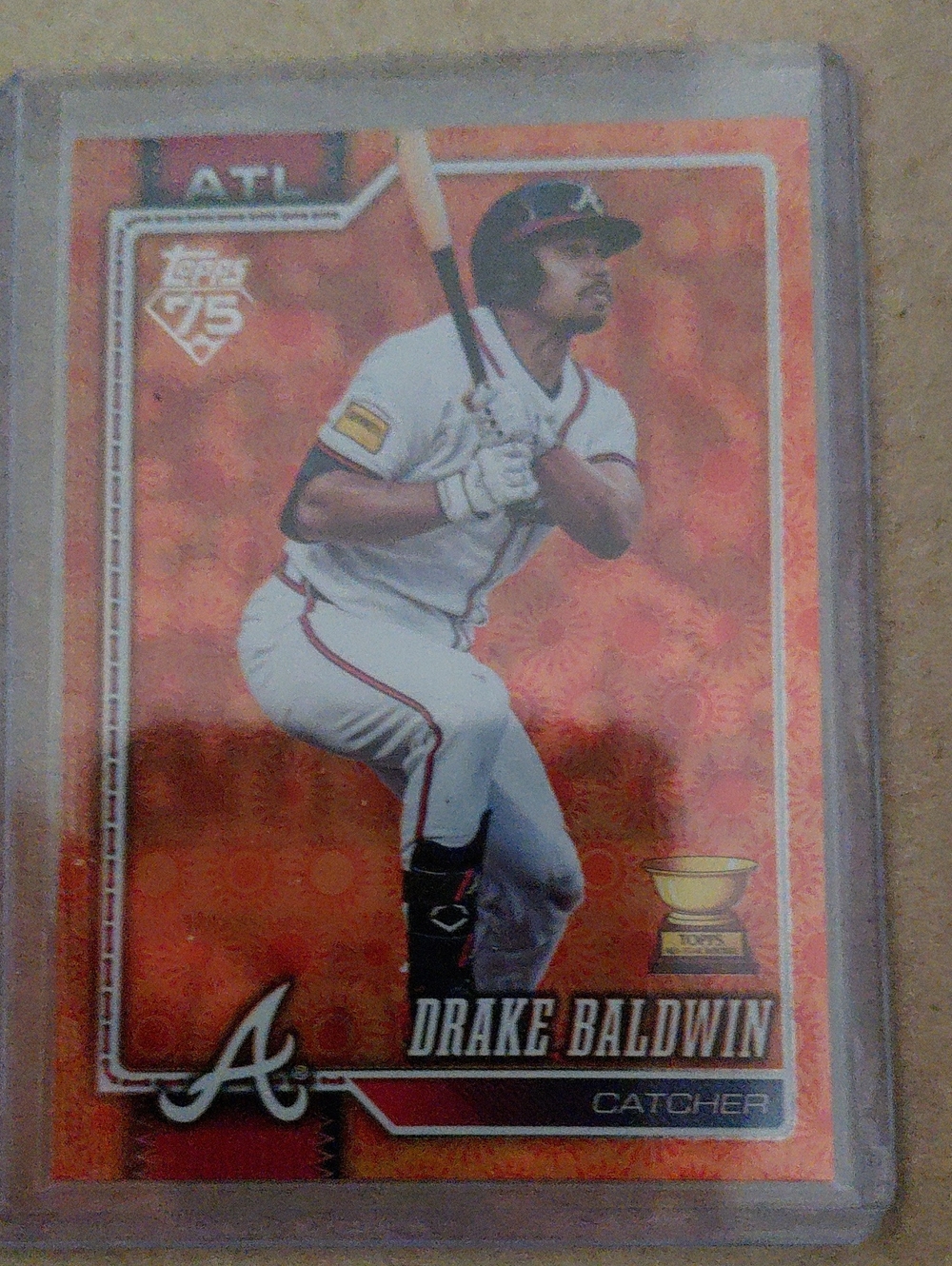 Drake Baldwin Atlanta Braves Orange Baseball Card - Collectible Sleeve